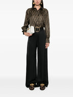 Image of Silk FF Brown Shirt by Fendi for Women - Season Spring-Summer 2025 - Model view 1
