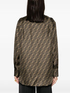 Image of Silk FF Brown Shirt by Fendi for Women - Season Spring-Summer 2025 - Model view 3