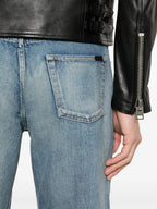 Image of Charlotte Blue Straight Denim Jeans by Saint Laurent for Men - Season Spring-Summer 2024 - Detail View 7