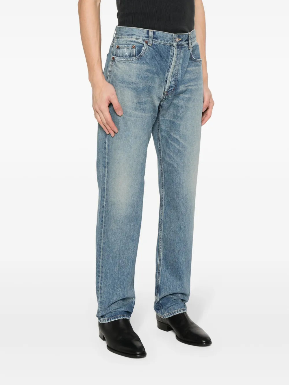 Imagen de los Jeans de Denim Rectos Azules Charlotte de Saint Laurent para Hombre - Temporada Primavera-Verano 2024 - Vista de Detalle 1