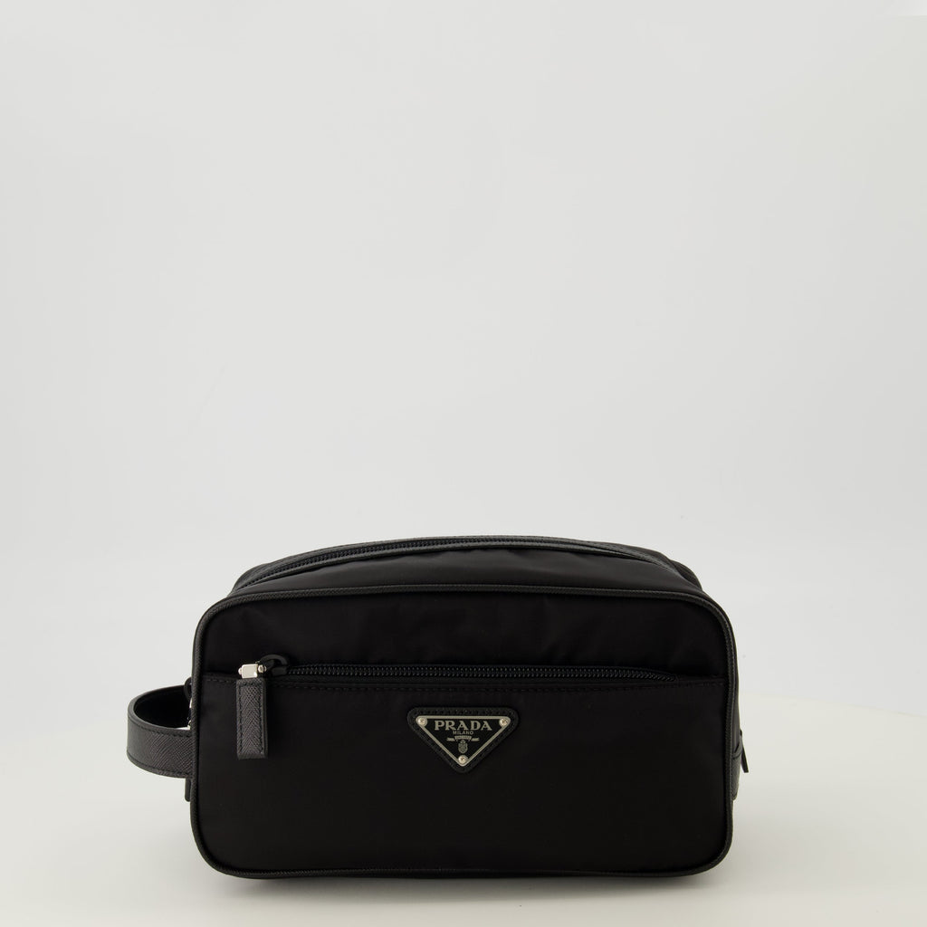 Image of Re-nylon and Saffiano Leather Pouch by Prada for Men - Season Spring-Summer 2026 - Front View