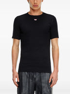 Diesel T-shirt, black cotton T-shirt, embroidered logo tee, casual wear, Spring-Summer collection
