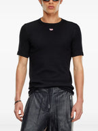Diesel T-shirt, black cotton T-shirt, embroidered logo tee, casual wear, Spring-Summer collection