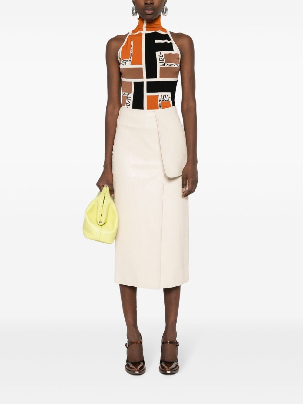 Fendi Lycra® top, multicolored sleeveless top, luxury spring collection, high neckline Lycra®, Japanese Lycra® fashion