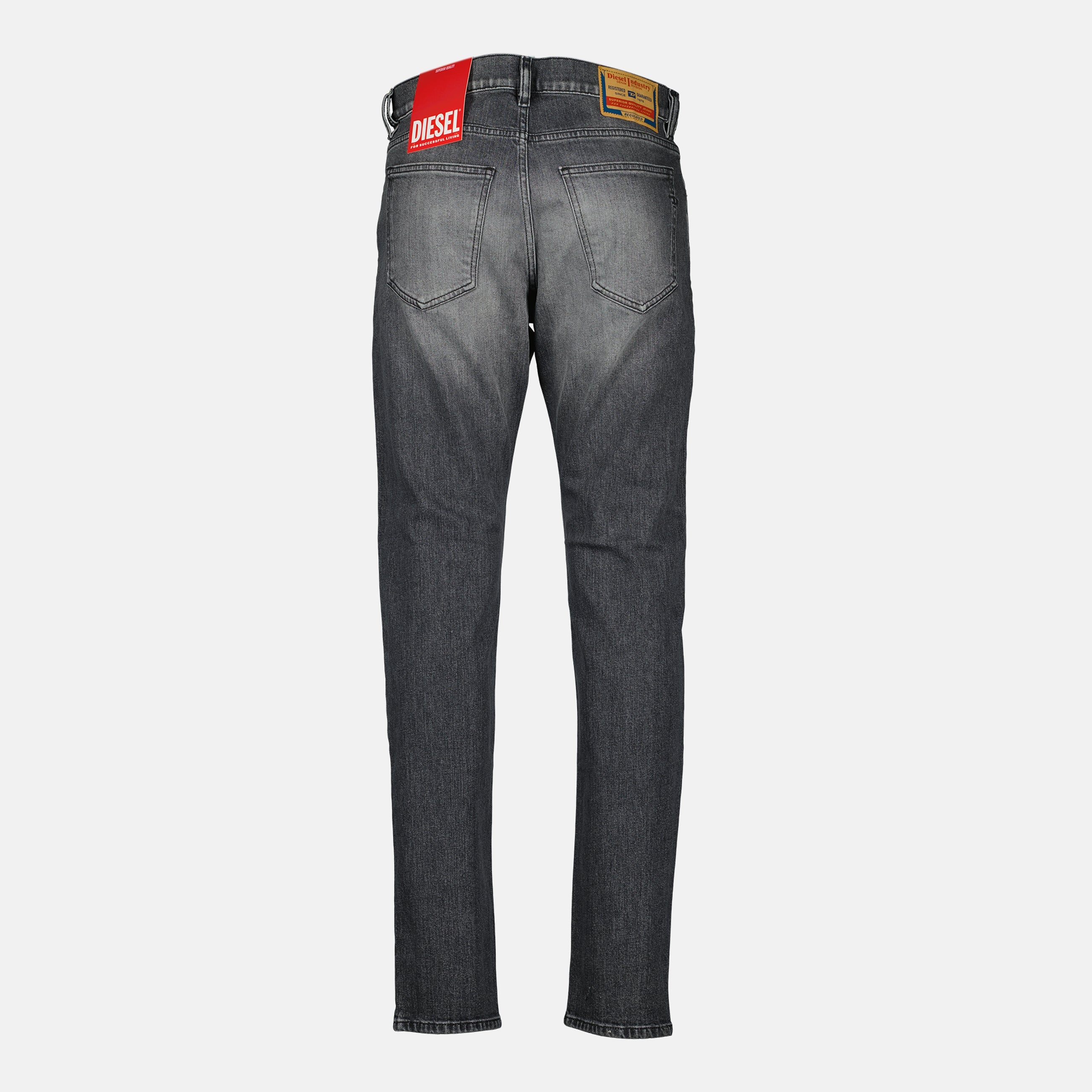 Diesel jeans, gray jeans, straight cut denim, five-pocket design, men's casualwear