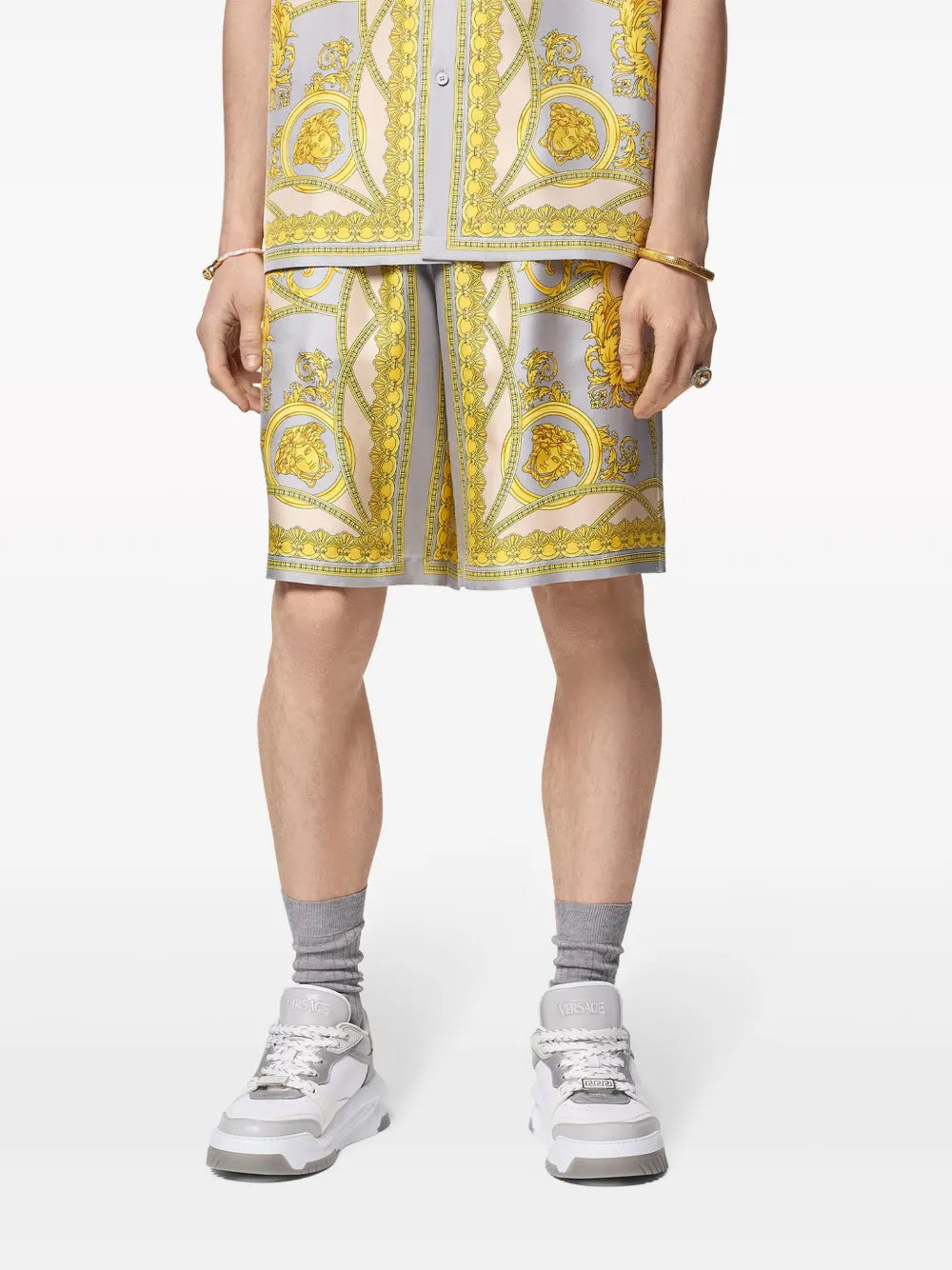 Silk Shorts with Greek Mythology Print