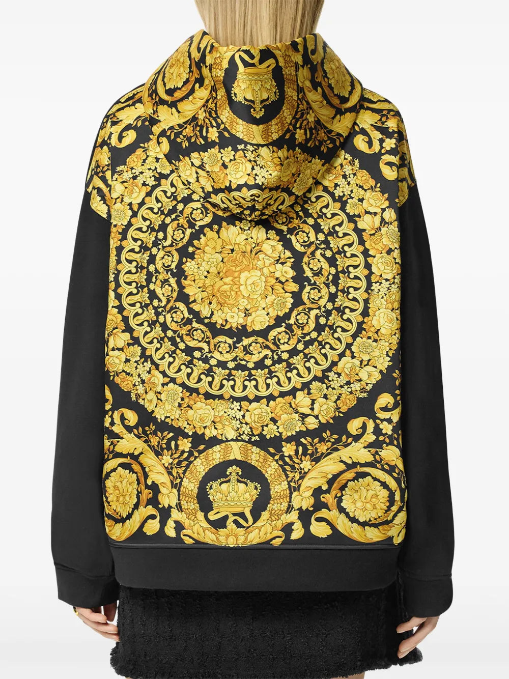 トップス VERSACE Baroque & Medusa Hooded Sweat Versace Men's Black & Barocco Medusa Embroidery Hooded Sweatshirt