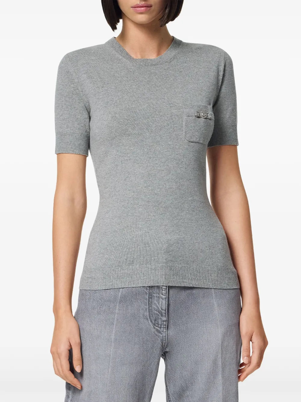 Cashmere Blend Top with Short Sleeves
