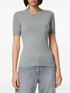 Cashmere Blend Top with Short Sleeves