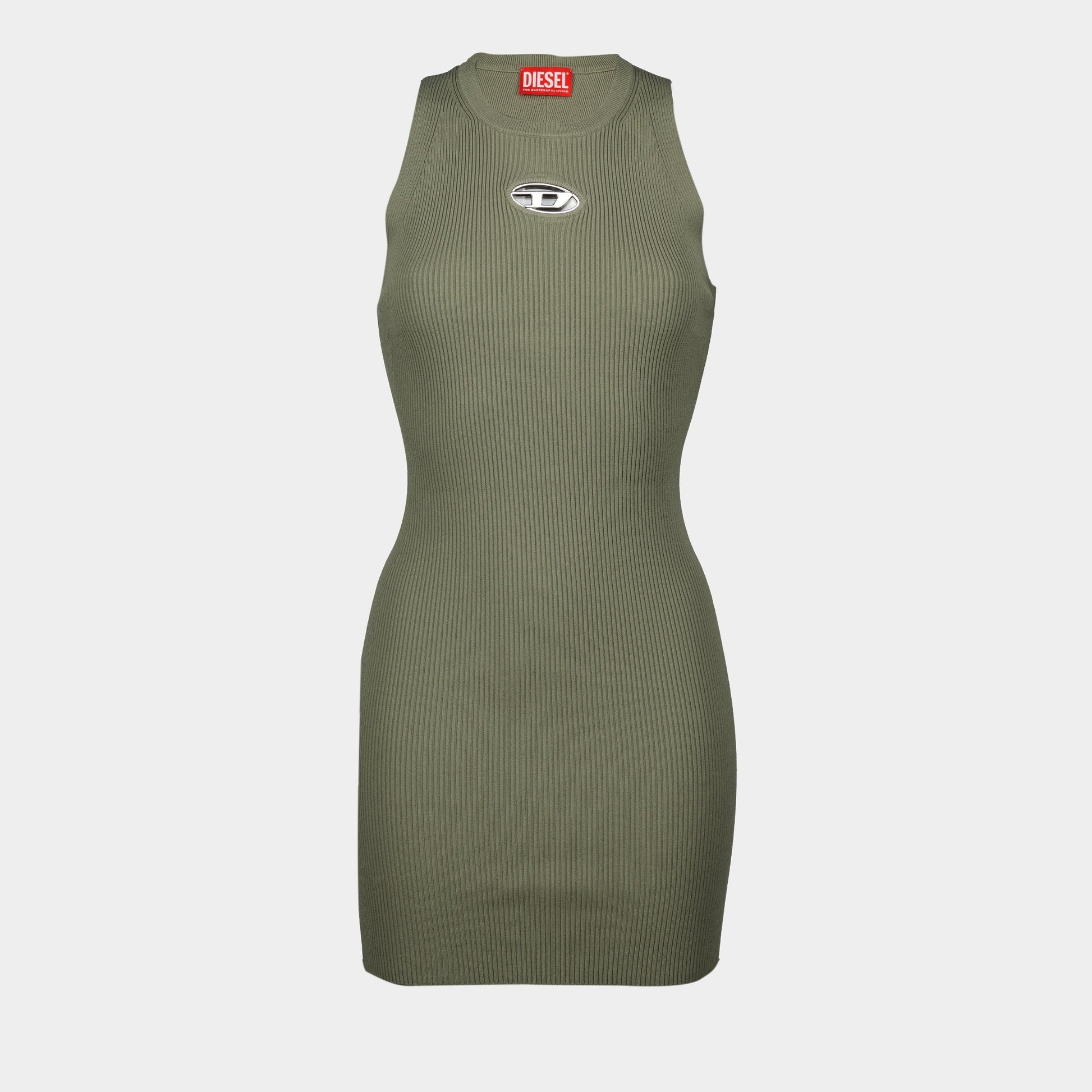 M-Caddix Dress, Olive Dress, Diesel Spring 2025, Sleeveless Dress, Ribbed Viscose Dress