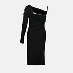 Bild eines asymmetrischen schwarzen Abendkleides von Versace für Damen - Saison Frühling-Sommer 2025 - Produktdetailansicht 1