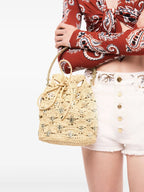 raffia bag, Signature 1969, bucket bag, beige accessory, stylish handbag