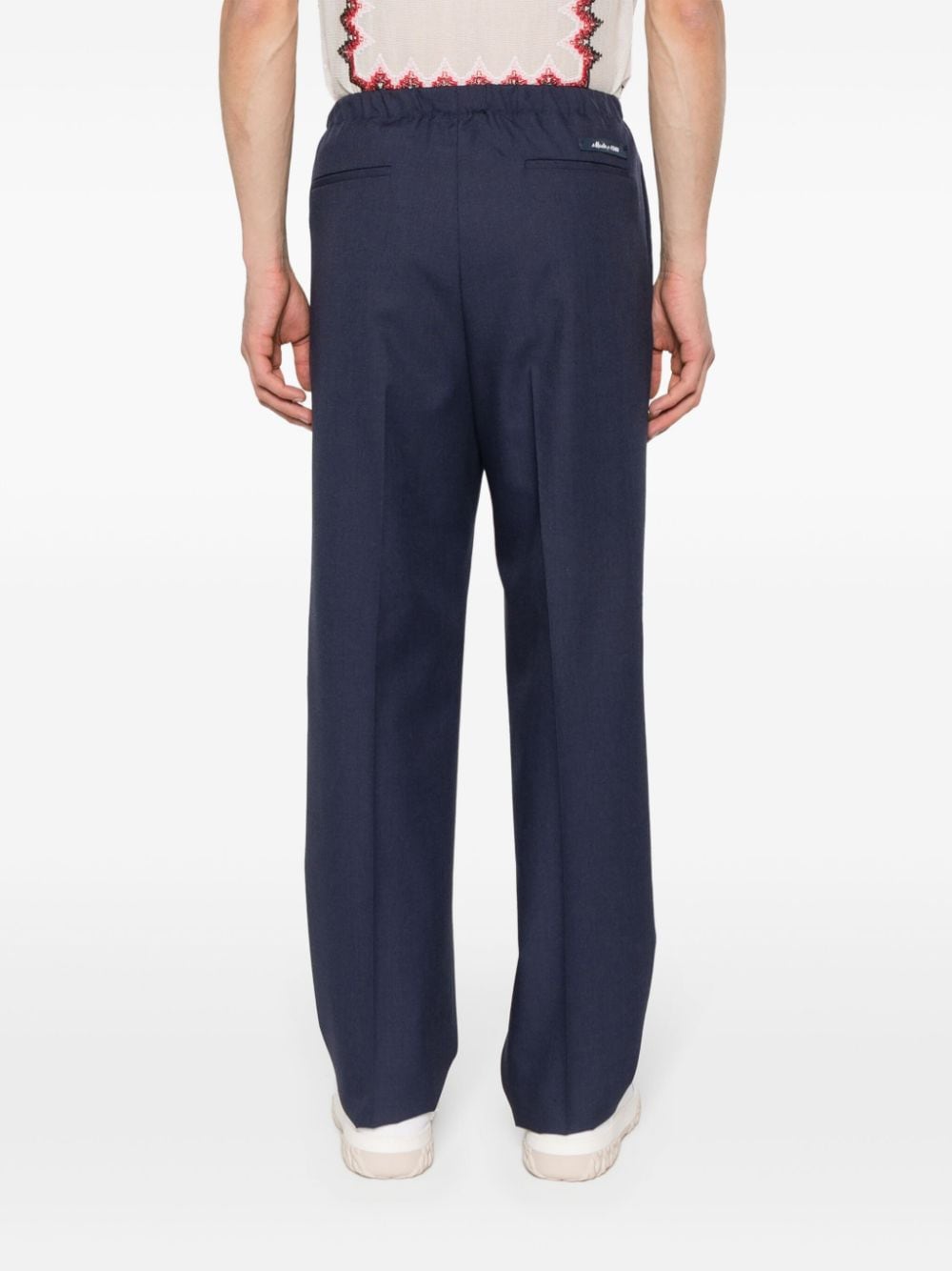 tailored trousers, pleated wool, Fendi collection, luxury fashion, blue trousers