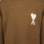 Ami Paris sweater, unisex wool pullover, Ami de Coeur, brown sweater, Autumn-Winter 2025