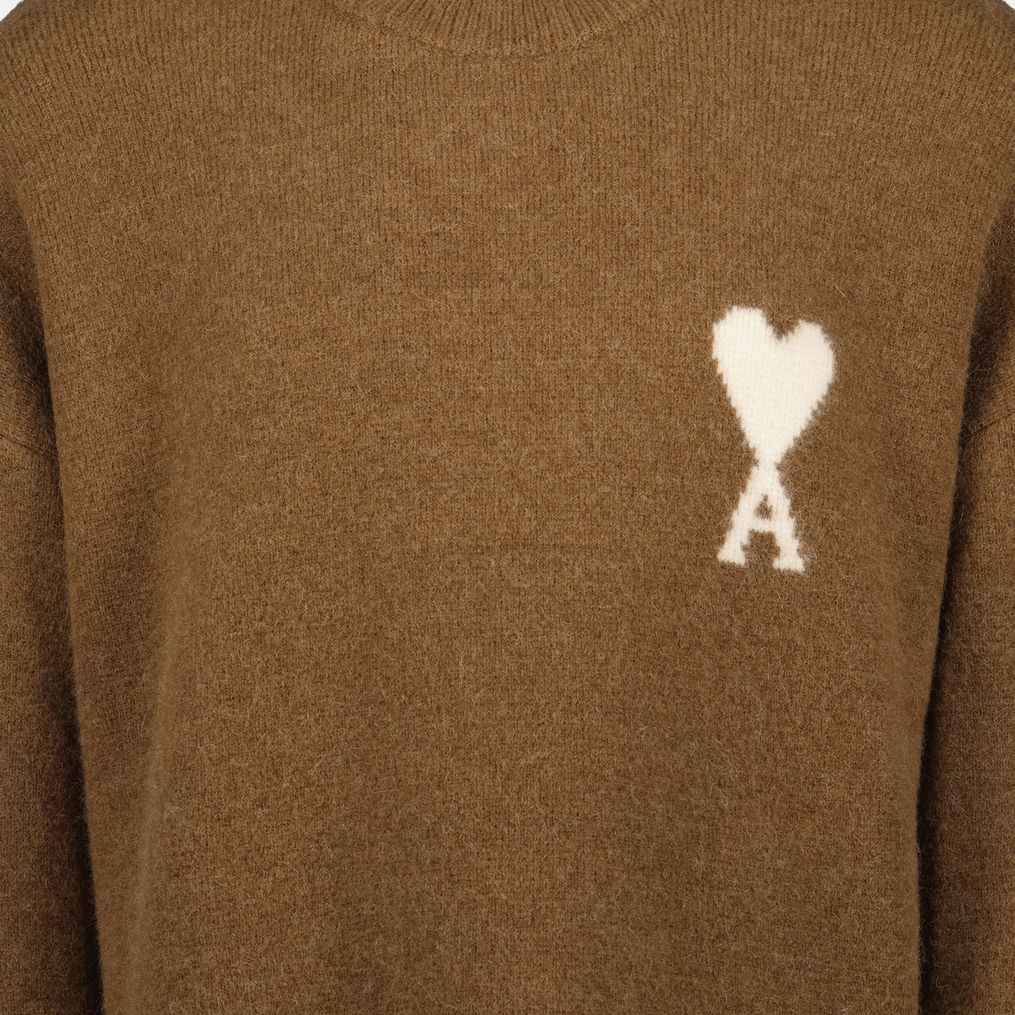 Ami Paris sweater, unisex wool pullover, Ami de Coeur, brown sweater, Autumn-Winter 2025