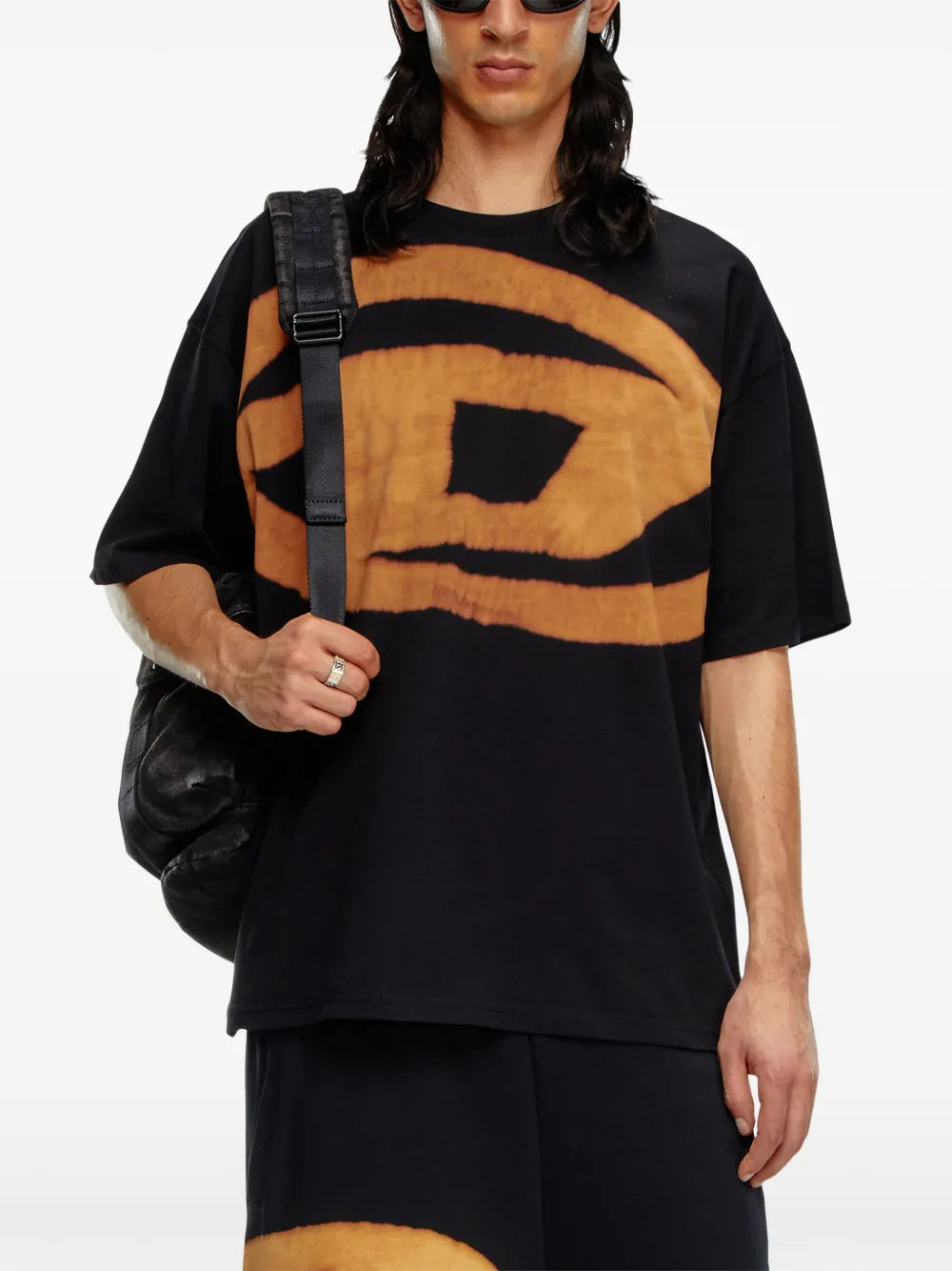 Image of Organic Cotton T-Shirt with Bleach Pattern by Diesel for Men - Season Autumn-Winter 2024 - Detail View 1