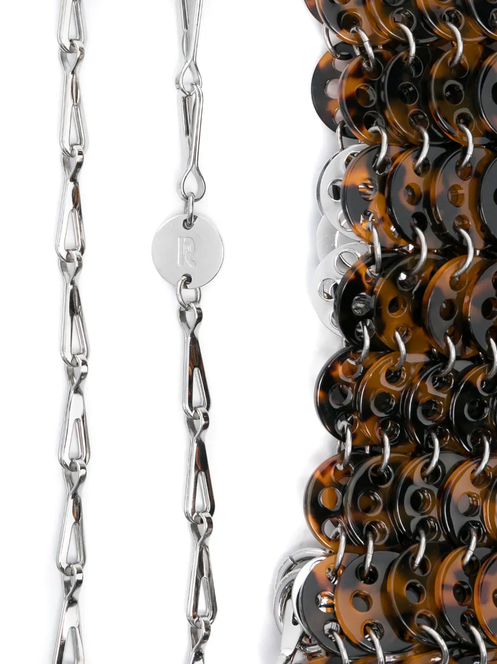 Iconic 1969 bag, tortoise shell print, Rabanne tote, resin and metal bag, Autumn-Winter 2024 collection