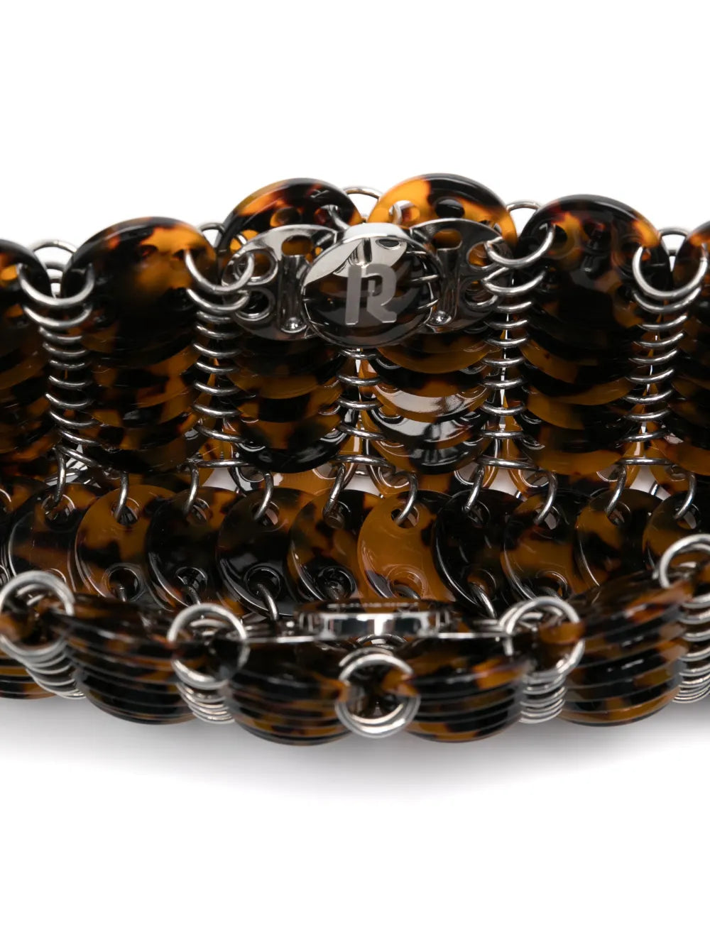 Iconic 1969 bag, tortoise shell print, Rabanne tote, resin and metal bag, Autumn-Winter 2024 collection
