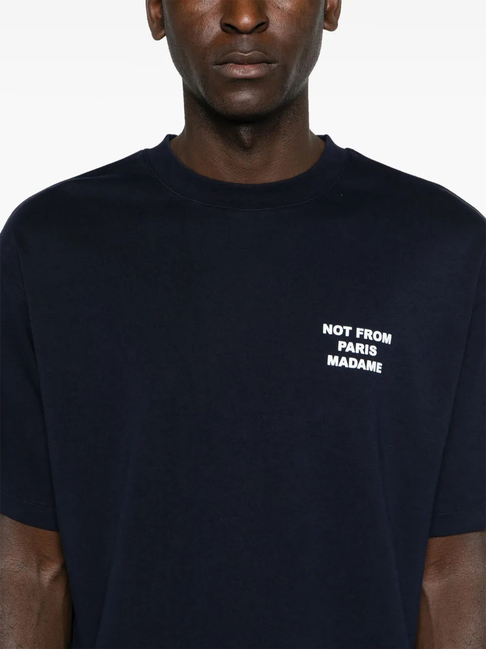 Navy Blue T-Shirt, Cotton T-Shirt, Slogan T-Shirt, Spring-Summer 2025, Versatile T-Shirt