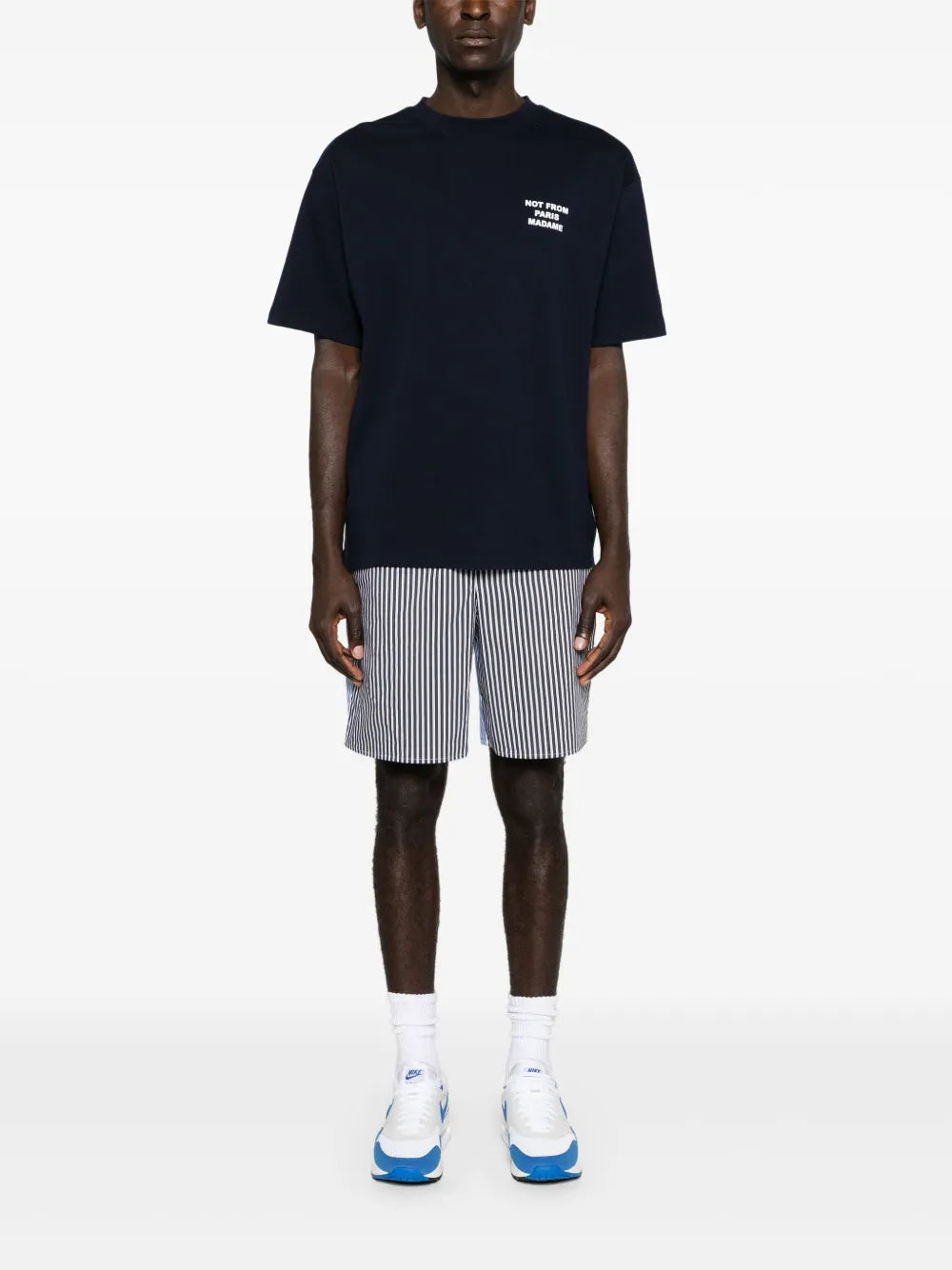 Navy Blue T-Shirt, Cotton T-Shirt, Slogan T-Shirt, Spring-Summer 2025, Versatile T-Shirt