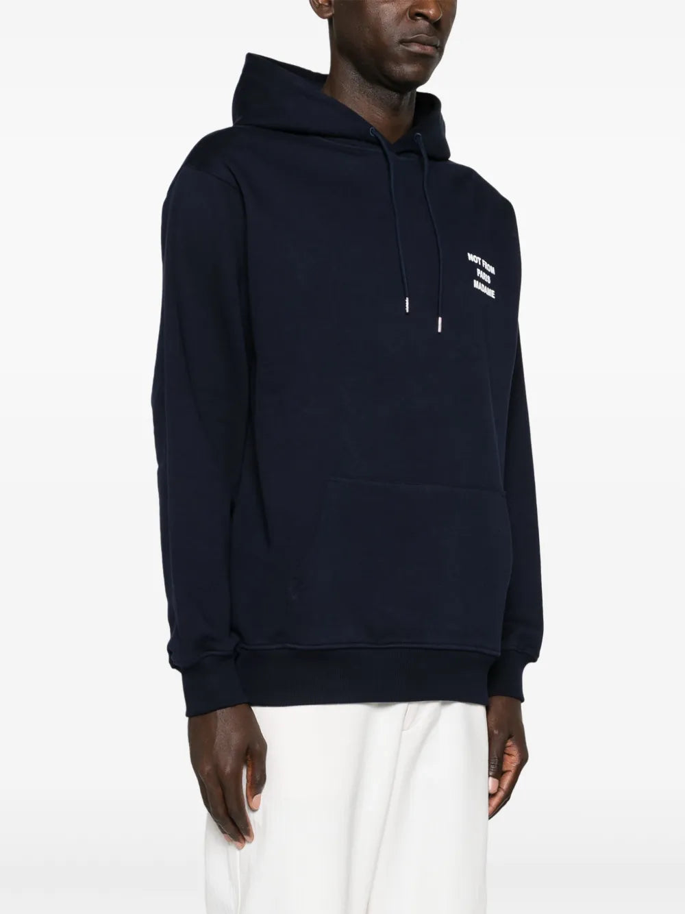 Navy Slogan Hoodie com Capuz