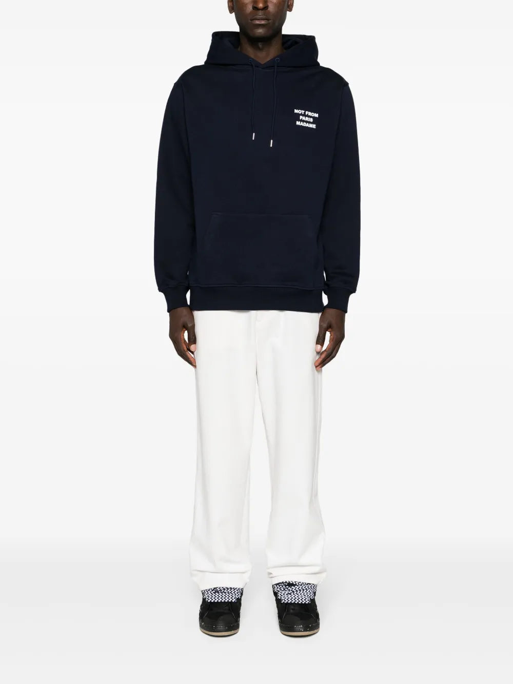 Navy Slogan Hoodie com Capuz