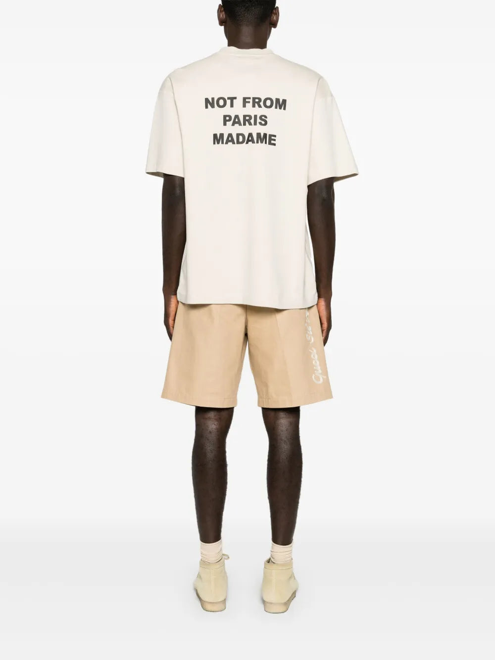 T-shirt Slogan en Coton Beige