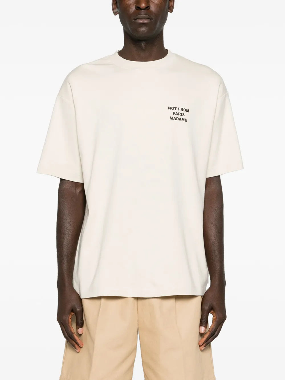 T-shirt Slogan en Coton Beige