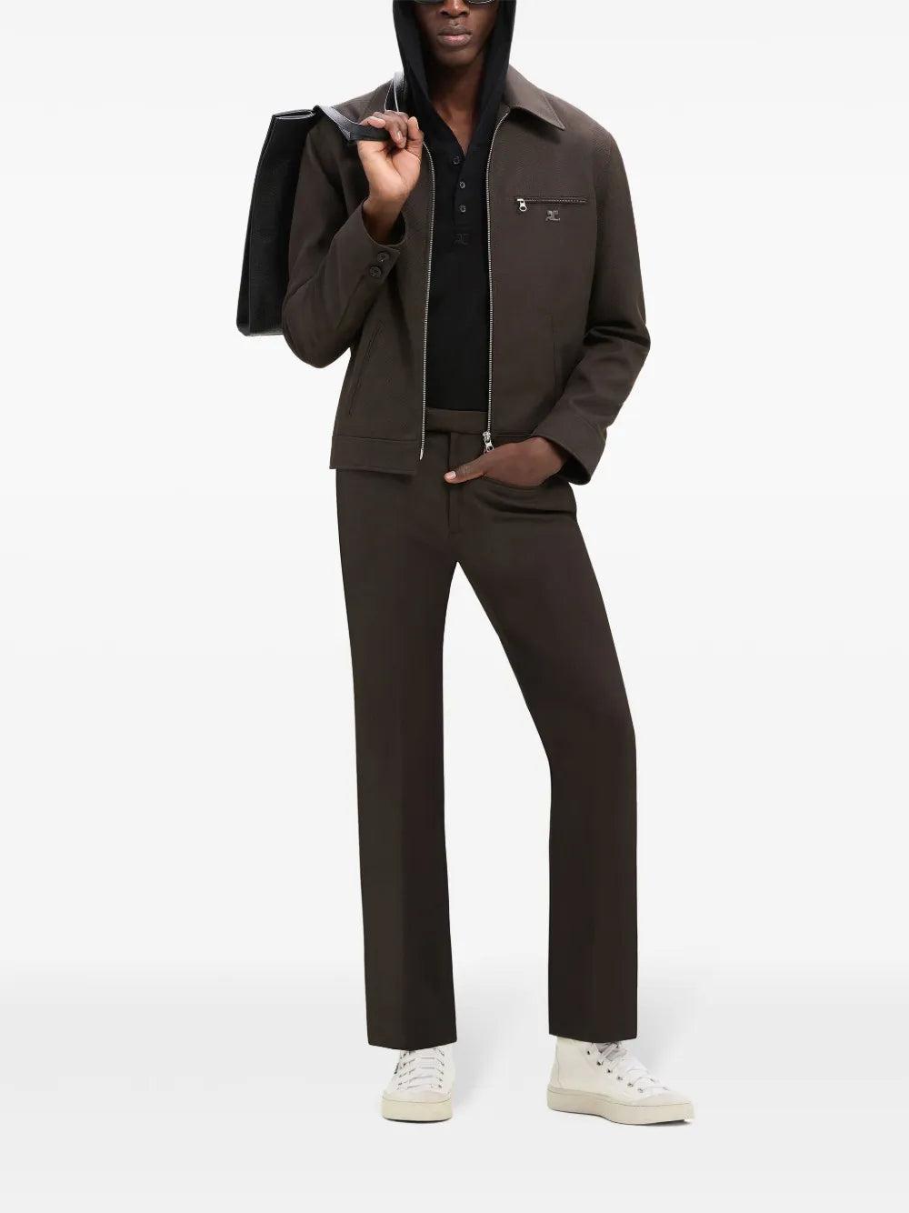 Image of Brown Retro Signature Jacket by Courrèges for Men - Season Autumn-Winter 2024 - Back View