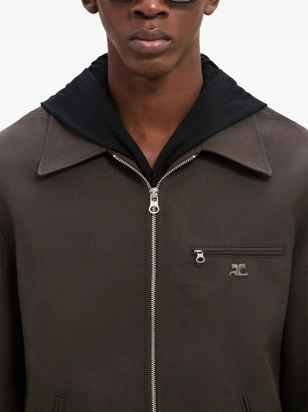 Image of Brown Retro Signature Jacket by Courrèges for Men - Season Autumn-Winter 2024 - Detail View 7