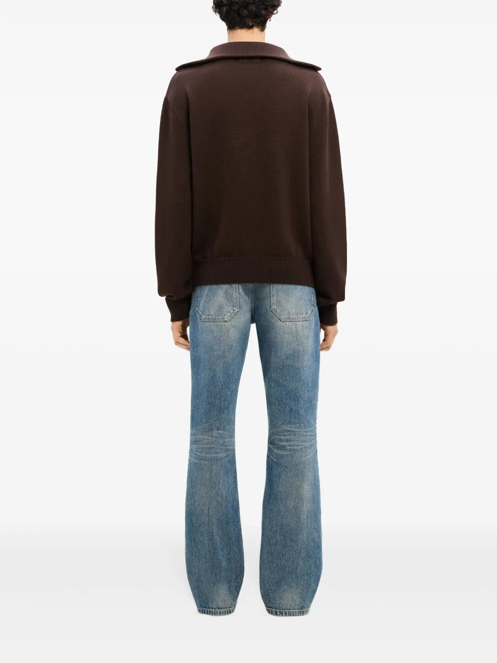 Image of Brown Turtleneck Sweater with Zip by Courreges for Men - Season Autumn-Winter 2024 - Detail View 7