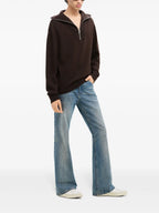 Image of Brown Turtleneck Sweater with Zip by Courreges for Men - Season Autumn-Winter 2024 - Detail View 6