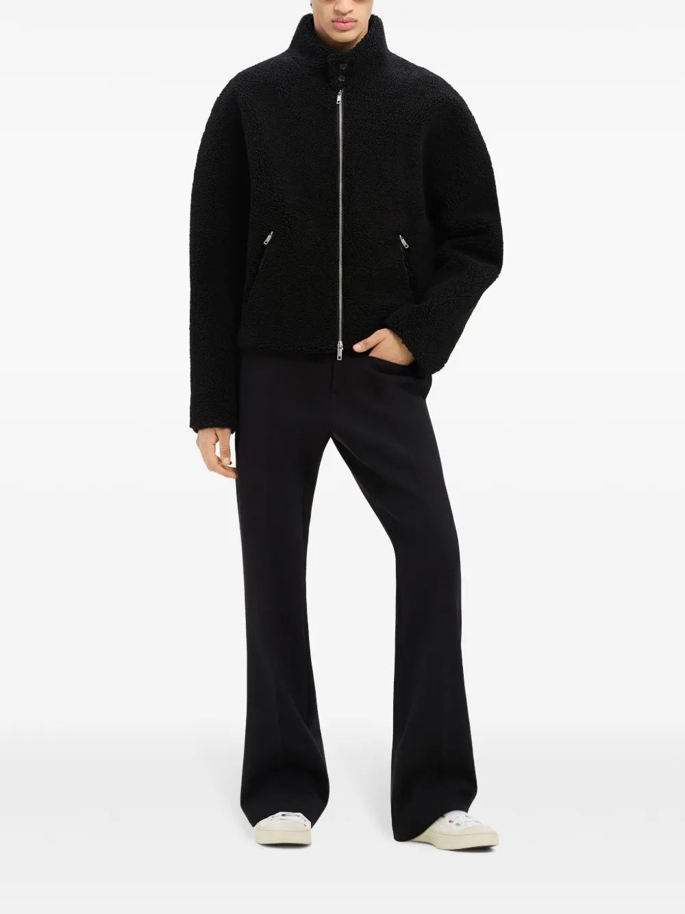Image of Black Fleece Bomber Jacket by Courrèges for Men - Season Autumn-Winter 2024 - Back View