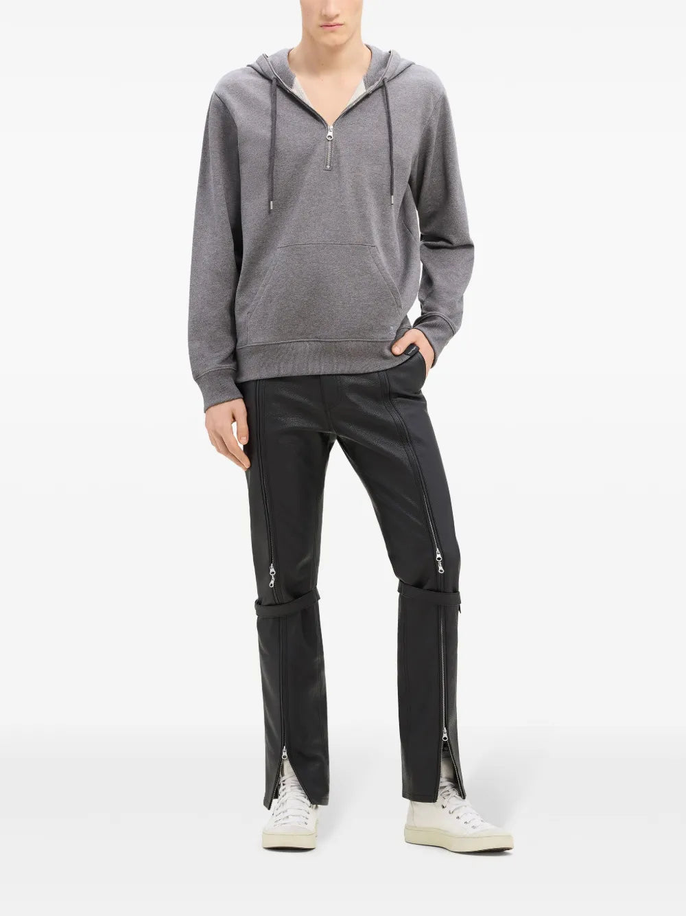 Zipped Hoodie with Stand-Up Collar