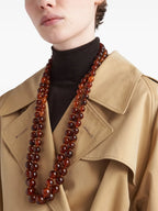 Image of Short Beige Cotton Serge Trench Coat by Prada for Women - Season Autumn-Winter 2024 - Detail View 7