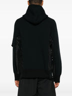 Image of Black Zip Sweatshirt by Sacai for Men - Season Autumn-Winter 2025 - Detail View 6