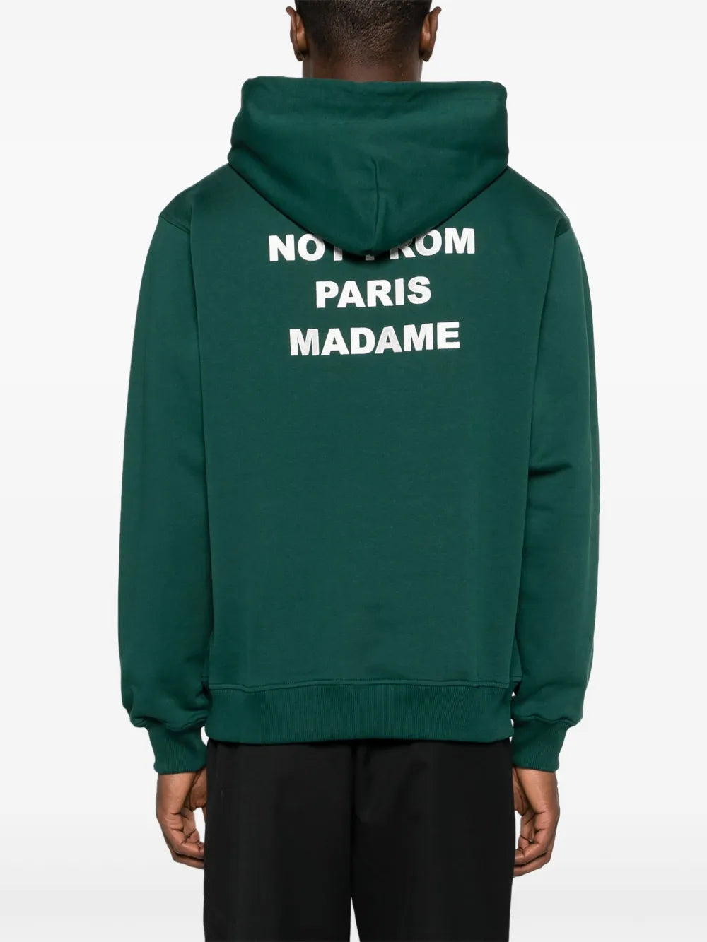 Hoodie Verde con Slogan in Cotone