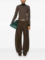FF Pattern Sweater, High Neck Knitwear, Cotton Pull, Ribbed Fendi Knit, Autumn-Winter Collection