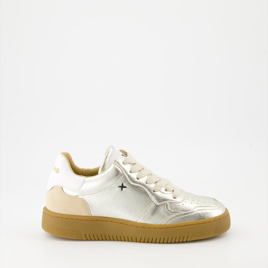 silver sneakers, New Lab shoes, synthetic leather sneakers, luxury sneakers, crantée rubber outsole