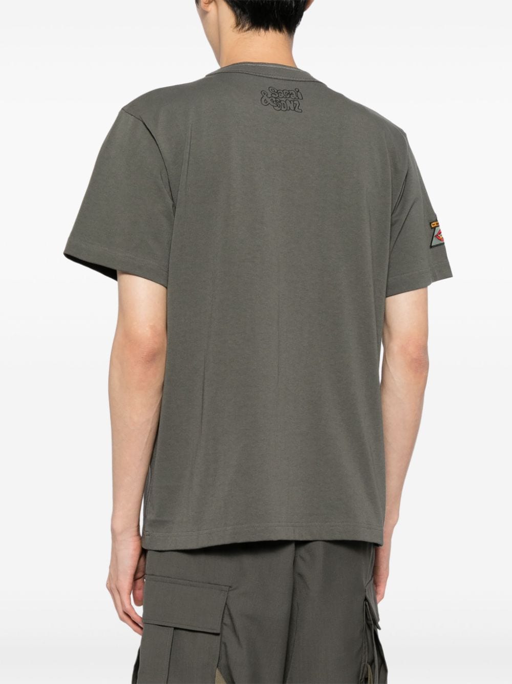 Sacai T-shirt, Khaki logo T-shirt, Autumn-Winter 2024, luxury ready-to-wear, designer T-shirt