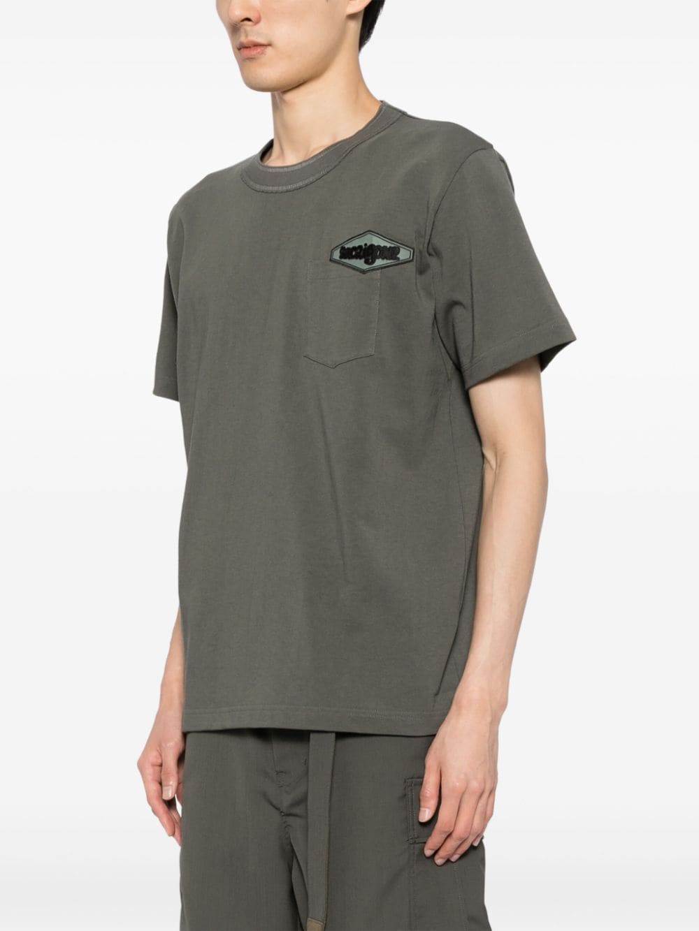 Sacai T-shirt, Khaki logo T-shirt, Autumn-Winter 2024, luxury ready-to-wear, designer T-shirt