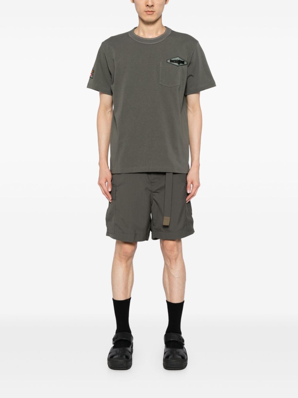 Sacai T-shirt, Khaki logo T-shirt, Autumn-Winter 2024, luxury ready-to-wear, designer T-shirt