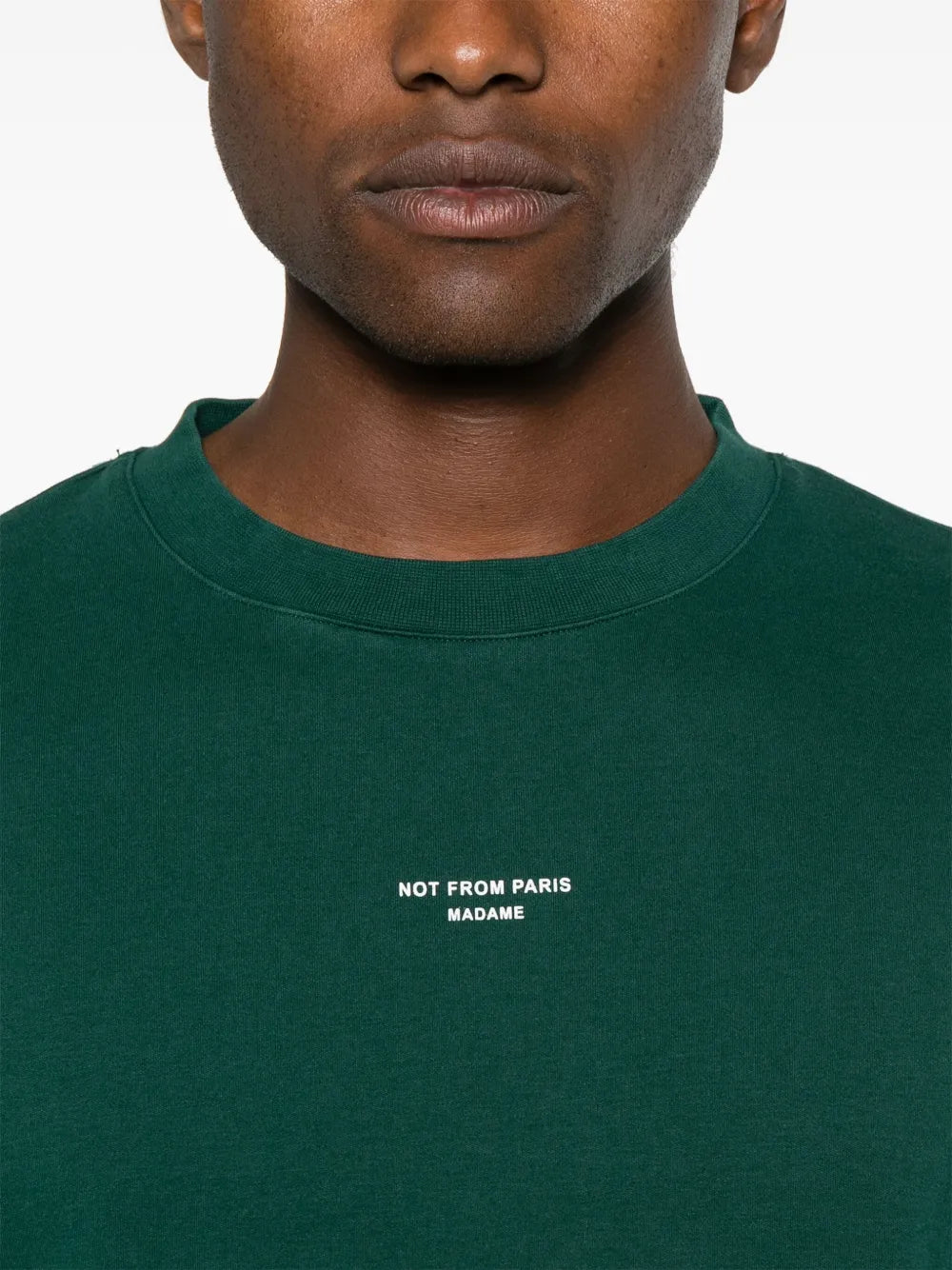 Green Slogan T-Shirt, Cotton Crew Neck Tee, Drôle de Monsieur Shirt, Relaxed Fit Long Sleeve, Unisex Spring 2025