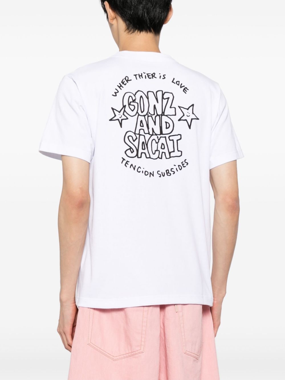 Sacai T-shirt, White Logo T-shirt, Luxury Ready-to-Wear, Premium Cotton T-shirt, Designer T-shirt