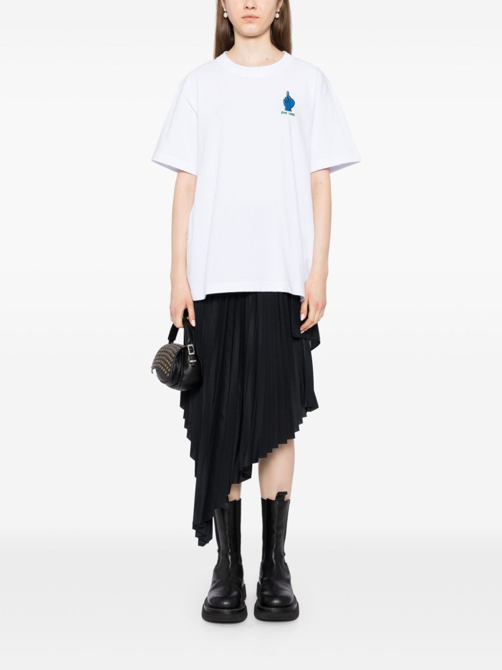 Sacai T-shirt, White Logo T-shirt, Luxury Ready-to-Wear, Premium Cotton T-shirt, Designer T-shirt