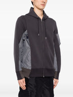 Zip-Up Nylon and Terry Sweatshirt