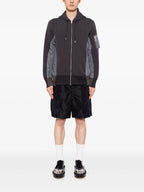 Zip-Up Nylon and Terry Sweatshirt