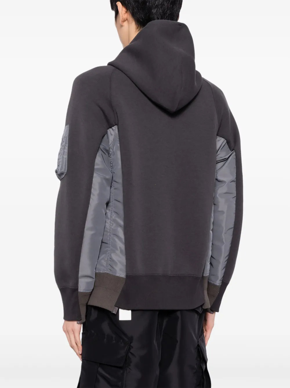 Zip-Up Nylon and Terry Sweatshirt