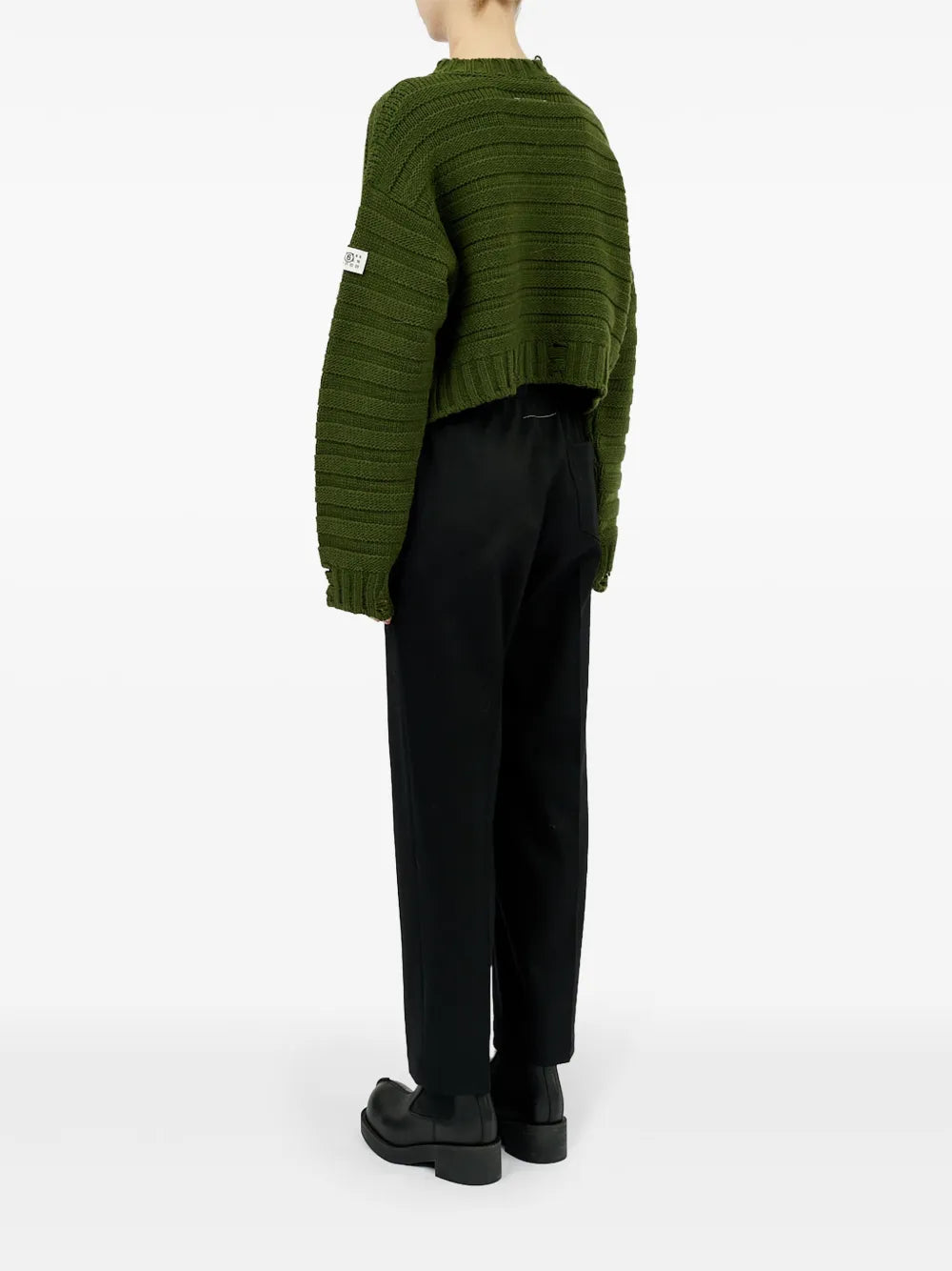 Distressed Green Ribbed Sweater