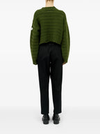 Distressed Green Ribbed Sweater